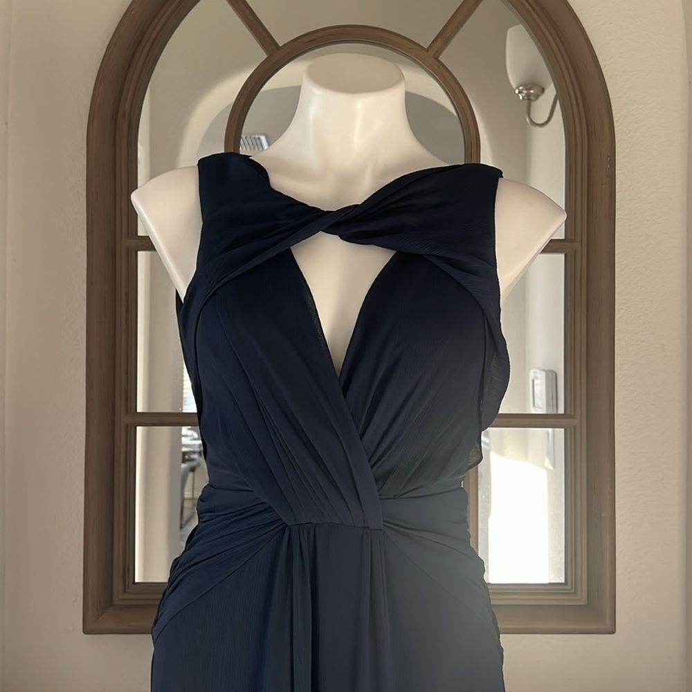 Badgley Mischka Navy Petunia Gown, Maxi, Excellent, Size 2 - Picture 9 of 16